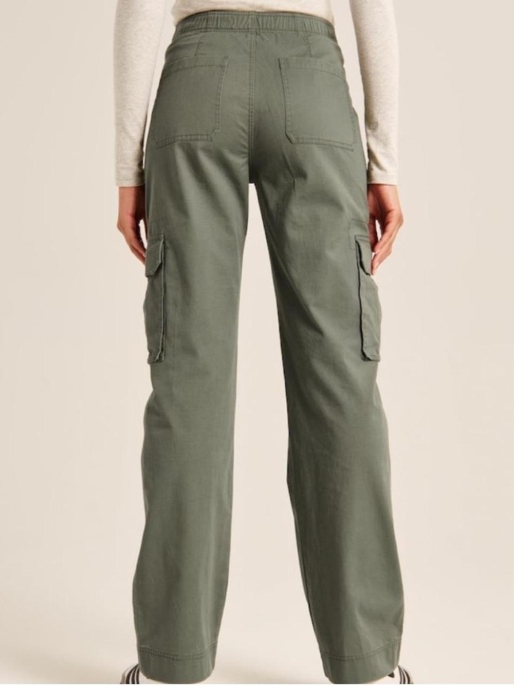 Abercrombie & Fitch Cargo Pants Women's Size 24 Olive Green Wide Leg Utility Y2K - Picture 4 of 12
